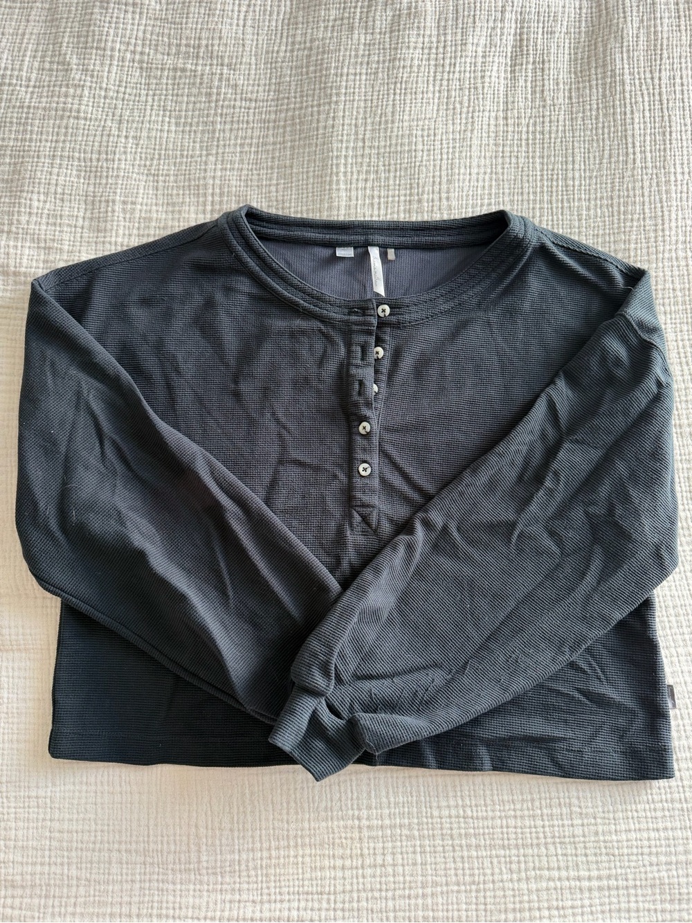 Travis Mathew Charcoal Waffle-Knit Long Sleeve Henley